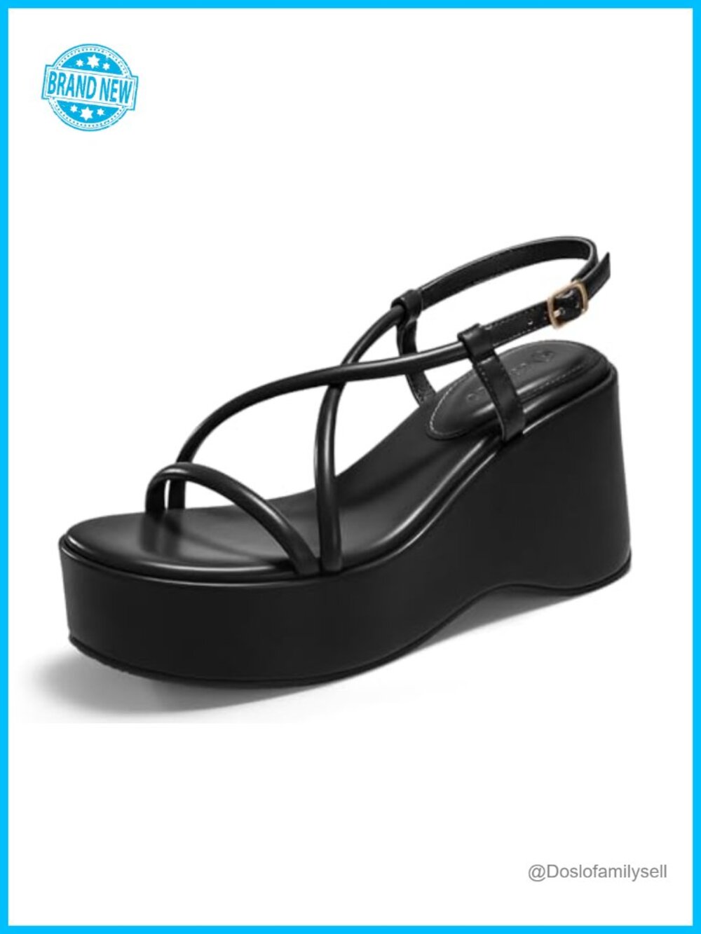 Coutgo Women's Platform Wedge Slingback Sandals Open Toe Faux Leather